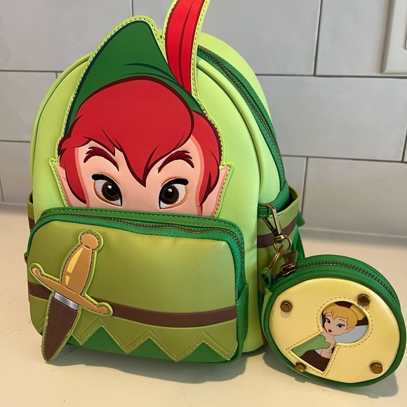 Peter Pan & Tinkerbell Cosplay Backpack & Coin Purse NEW LE Loungefly Disney - Picture 12 of 12